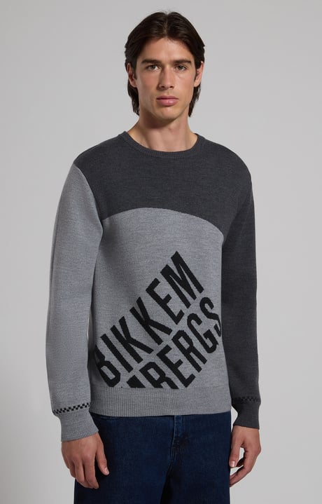 Color-block men's pullover, GREY MELANGE MID/LIGH Color-block men's pullover, GREY MELANGE MID/LIGH, hi-res-1