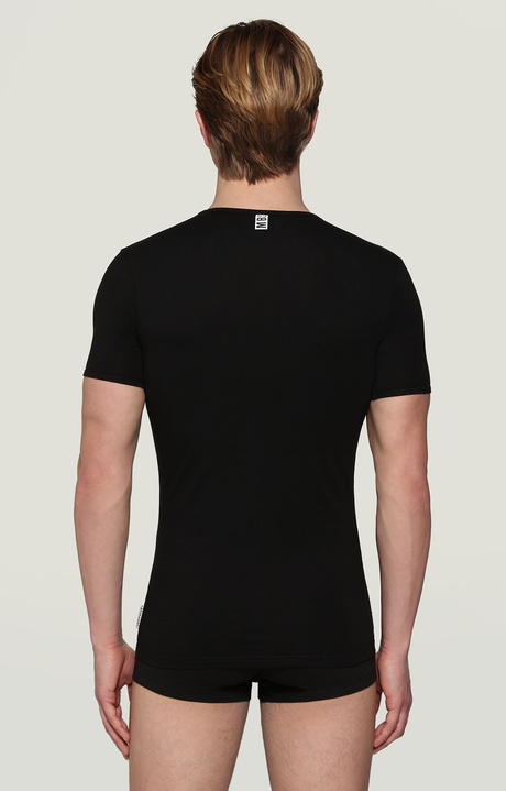 Men's V-neck undershirt, BLACK Men's V-neck undershirt, BLACK, hi-res-1