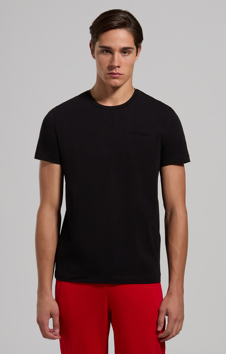 Men's embroidered logo T-shirt, BLACK, hi-res-1