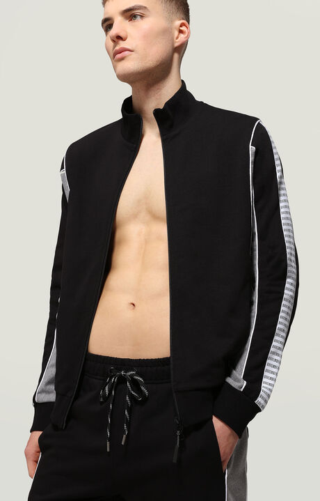 Men's color block sweatshirt, BLACK/WHITE, hi-res-1