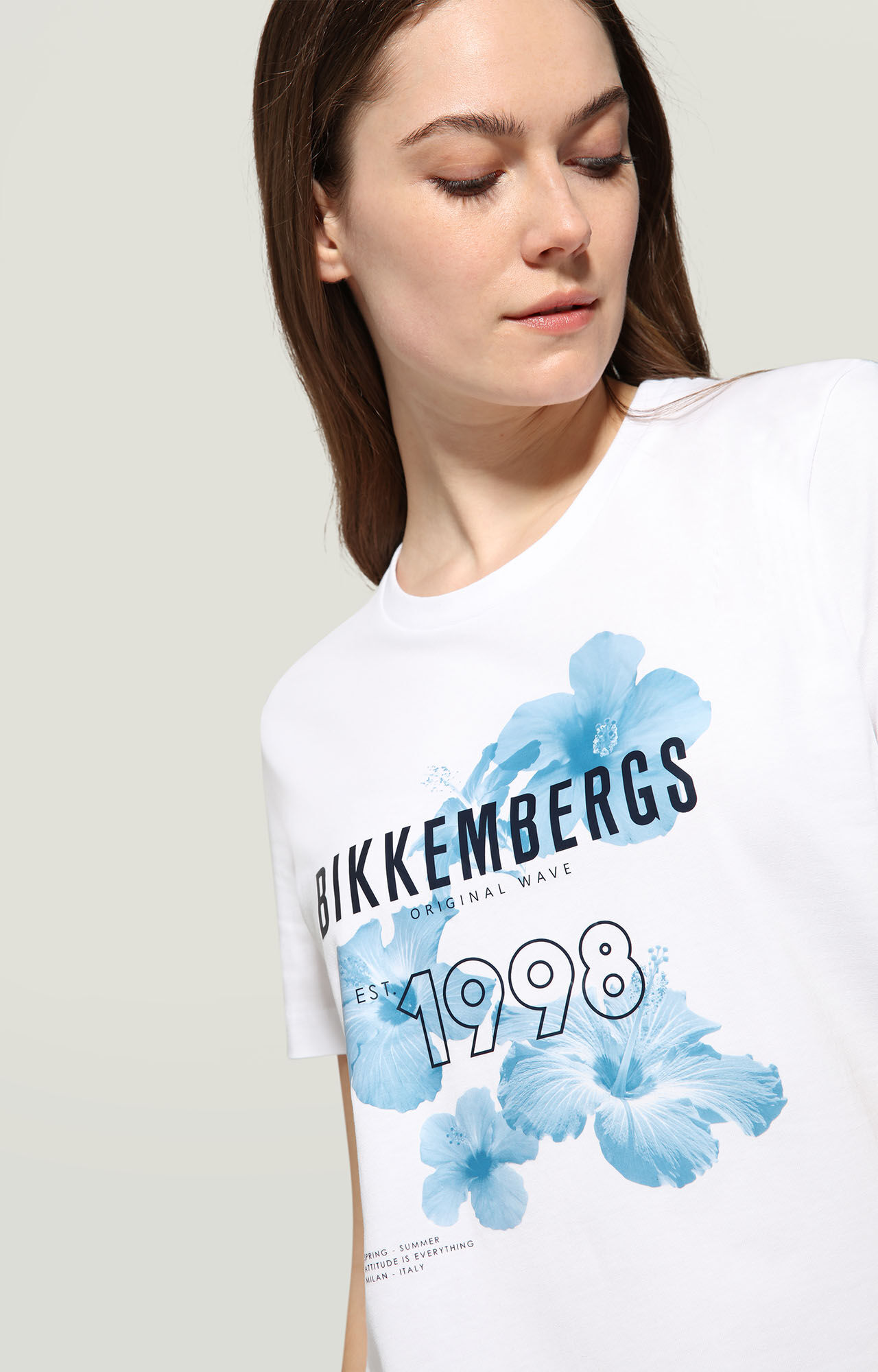 Tシャツ・カットソー DONDUP Woman T-Shirt White DS041JF0349DXXX 000 White Women's T-shirt with floral print | Bikkembergs