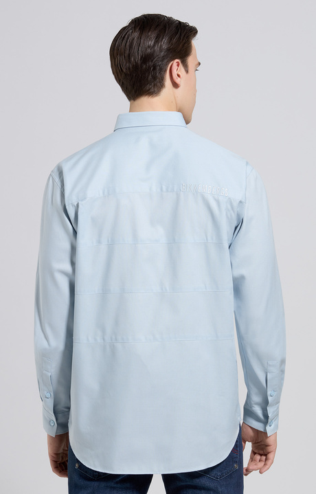 Men's shirt with embroidery and intarsia, CELESTIAL BLUE, hi-res-1
