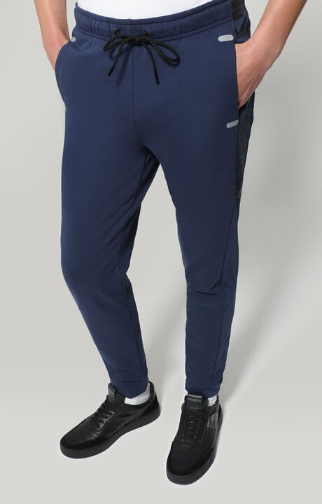 bikkembergs Men's Blue fleece sweatpants with contrast logo