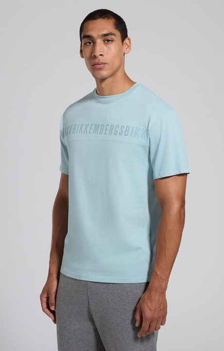 Men's light blue cotton T-shirt with burnout print, STERLING BLUE, hi-res-1