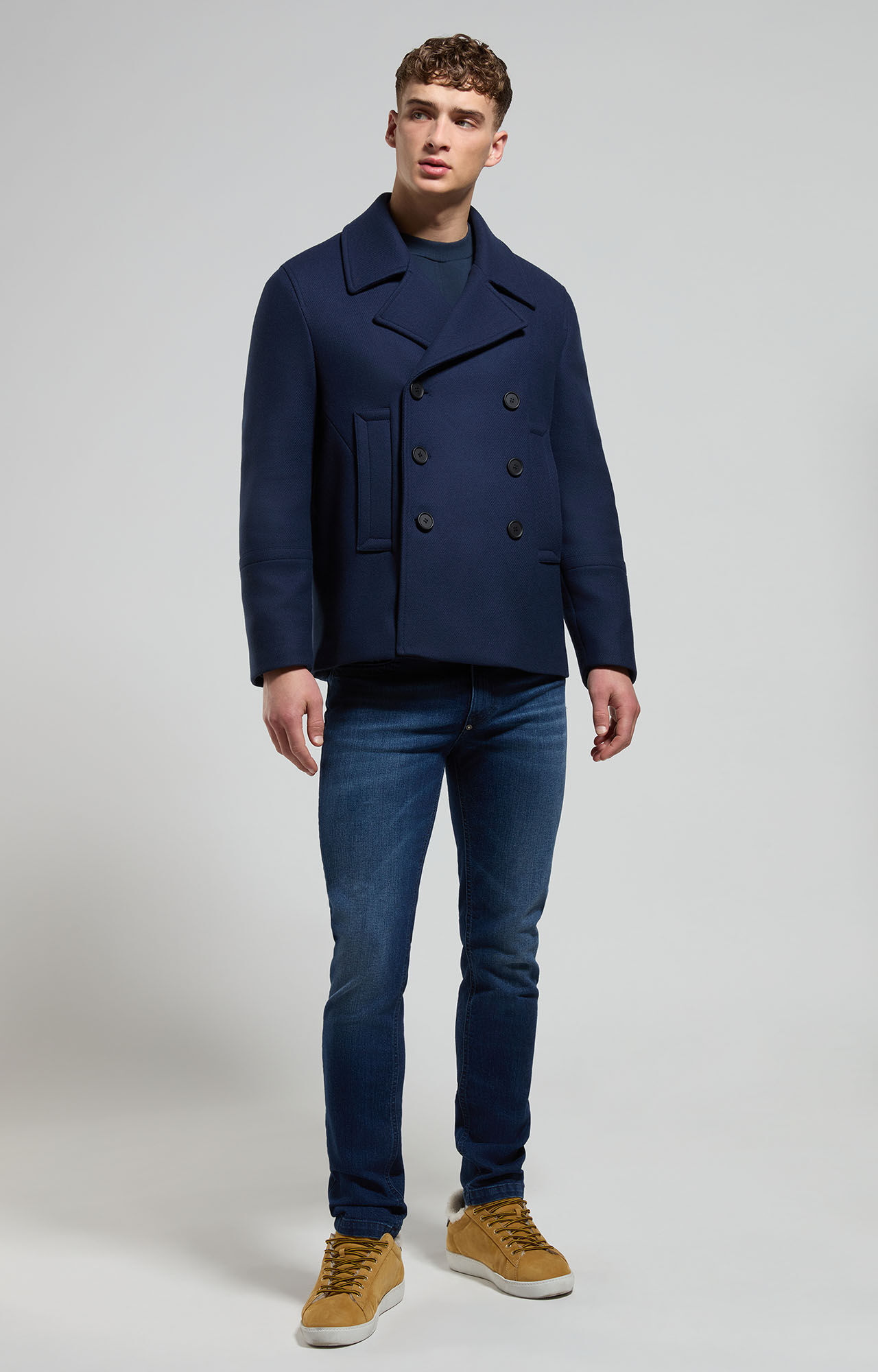 Mens denim peacoat hotsell
