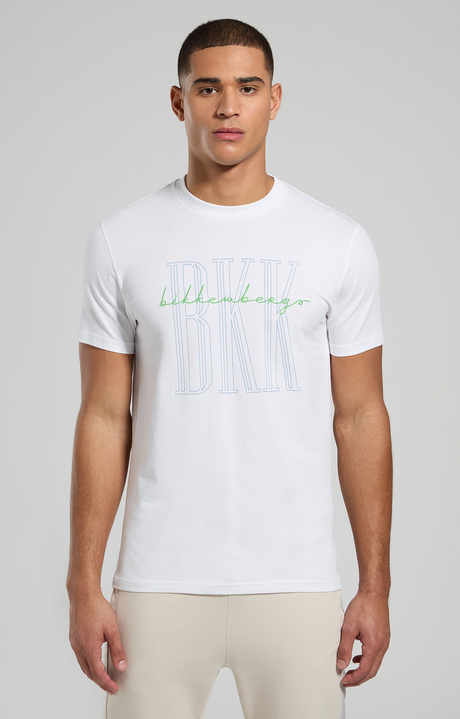 Slim fit men's T-shirt with BKK print, WHITE, hi-res-1