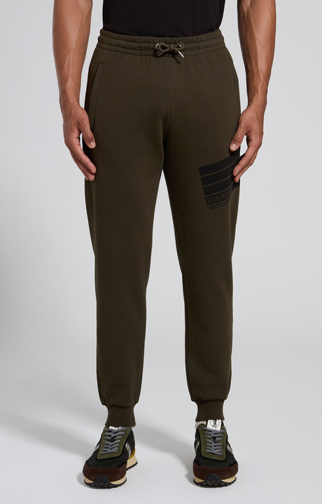 Men's green cotton sweatpants with contrast print, FOREST NIGHT, hi-res-1
