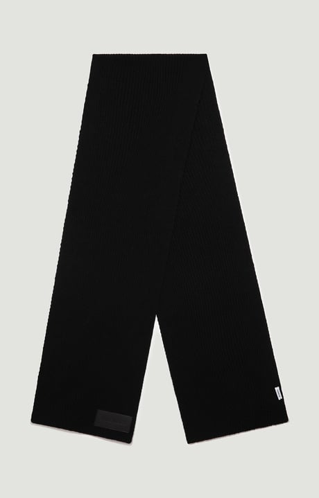Men's scarf with patch 25x180 cm, BLACK Men's scarf with patch 25x180 cm, BLACK, hi-res-1