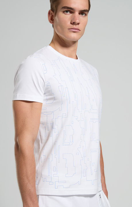 Men's optical print T-shirt, WHITE, hi-res-1