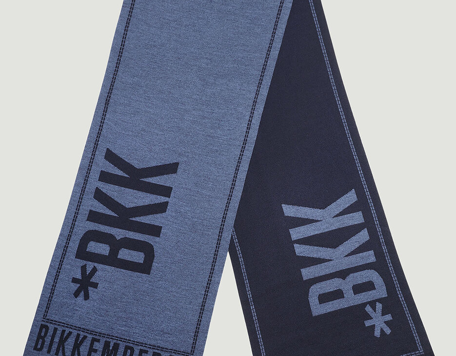 Scarf with contrast logo 35x180 cm, NAVY DENIM Scarf with contrast logo 35x180 cm, NAVY DENIM, hi-res-1