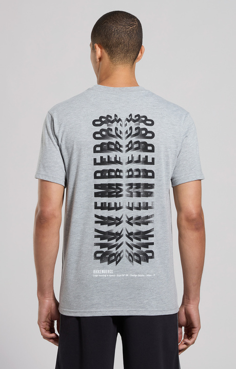 Optical print men's T-shirt, GREY MELANGE MID/LIGH, hi-res-1