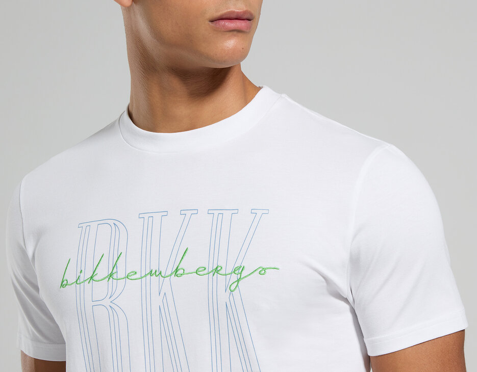 Slim fit men's T-shirt with BKK print, WHITE Slim fit men's T-shirt with BKK print, WHITE, hi-res-1