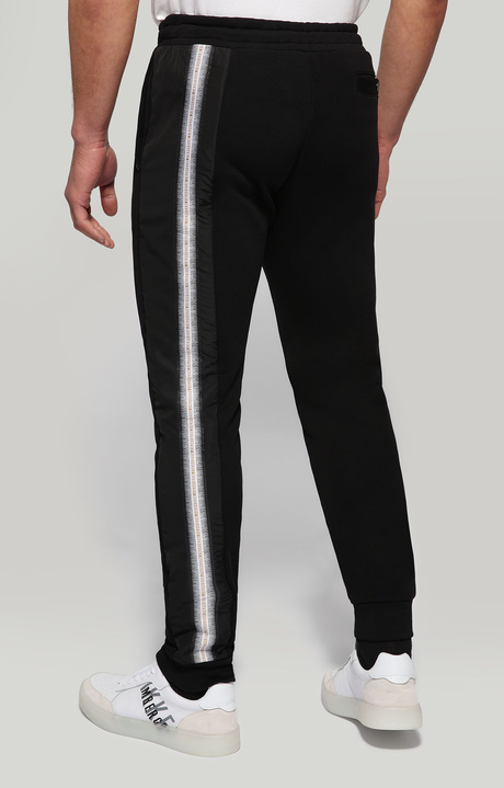 Men's sweatpants with tape, BLACK Men's sweatpants with tape, BLACK, hi-res-1
