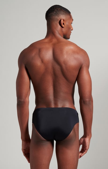 Men's swim briefs with tape, BLACK Men's swim briefs with tape, BLACK, hi-res-1