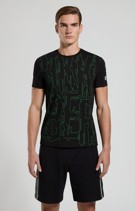Men's optical print T-shirt, BLACK, hi-res-1