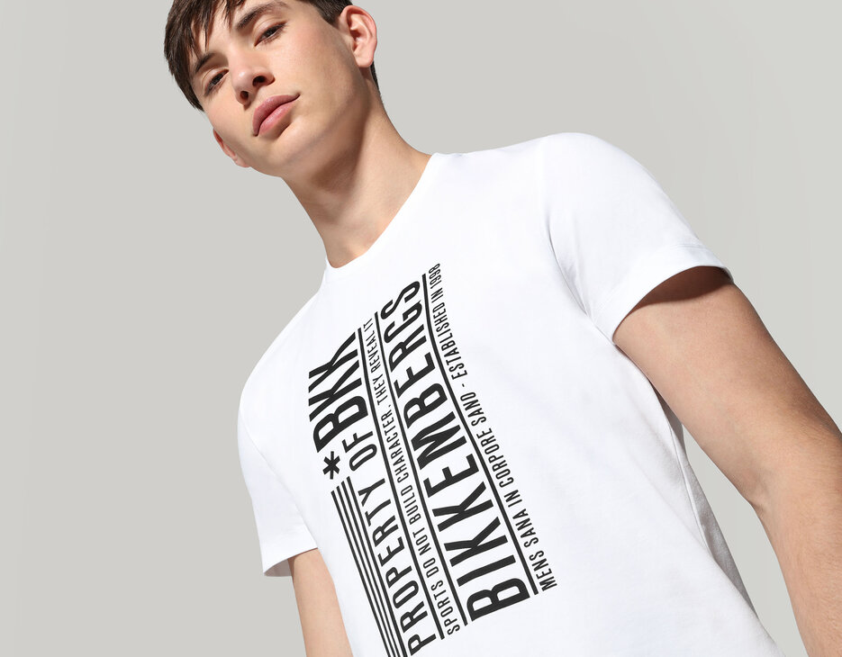 Men's T-shirt with vertical print, OPTICAL WHITE Men's T-shirt with vertical print, OPTICAL WHITE, hi-res-1