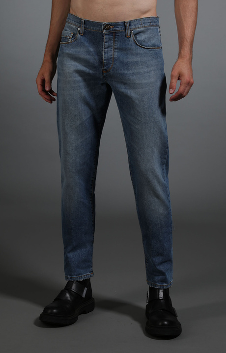 Jeans uomo in denim lavato, DENIM, hi-res-1