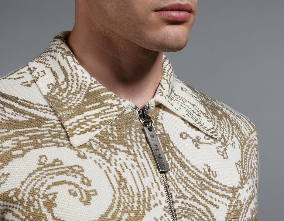 Men's printed knit cardigan, WHITE PRINT Men's printed knit cardigan, WHITE PRINT, hi-res-1