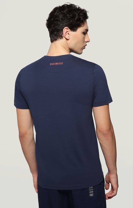 Men's T-shirt with soccer print, BLUE Men's T-shirt with soccer print, BLUE, hi-res-1