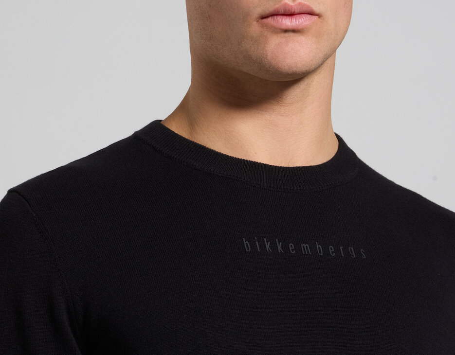 Men's minimal logo sweater, BLACK, hi-res-1