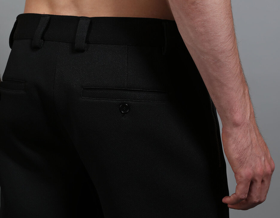 Men's black trousers with zip pockets, BLACK Men's black trousers with zip pockets, BLACK, hi-res-1