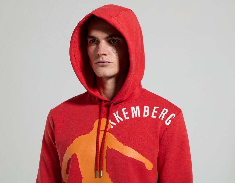 Men's hoodie sweatshirt, POMPEIAN RED Men's hoodie sweatshirt, POMPEIAN RED, hi-res-1