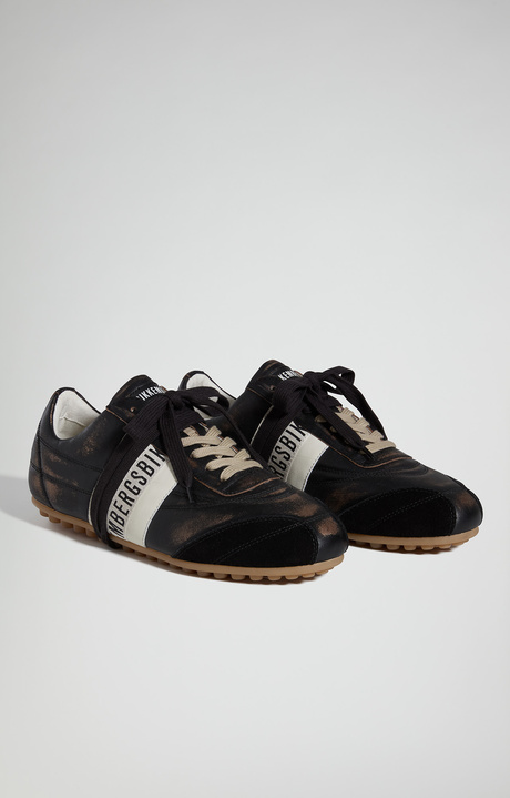 Men's Soccer M distressed leather sneakers, BLACK, hi-res-1