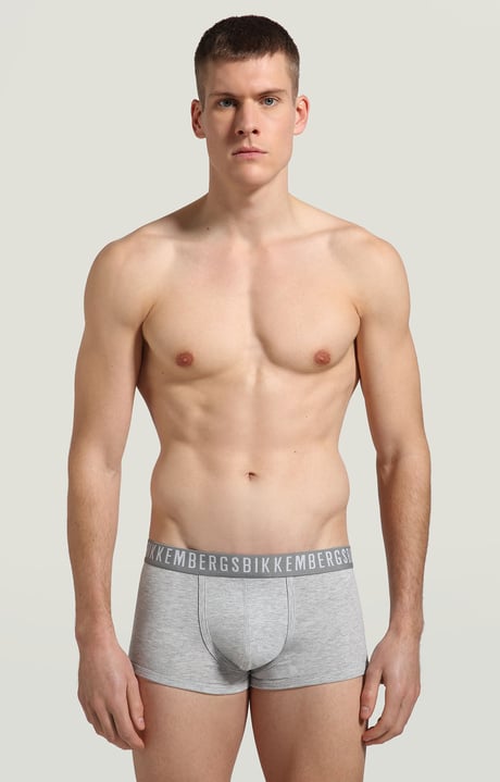 2-pack men's boxers in stretch cotton, GREY MELANGE 2-pack men's boxers in stretch cotton, GREY MELANGE, hi-res-1