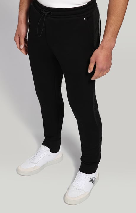 Men's sweatpants with tape, BLACK Men's sweatpants with tape, BLACK, hi-res-1