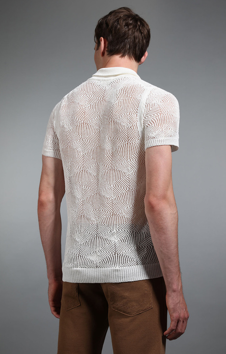 Men's knitted polo shirt, WHITE Men's knitted polo shirt, WHITE, hi-res-1