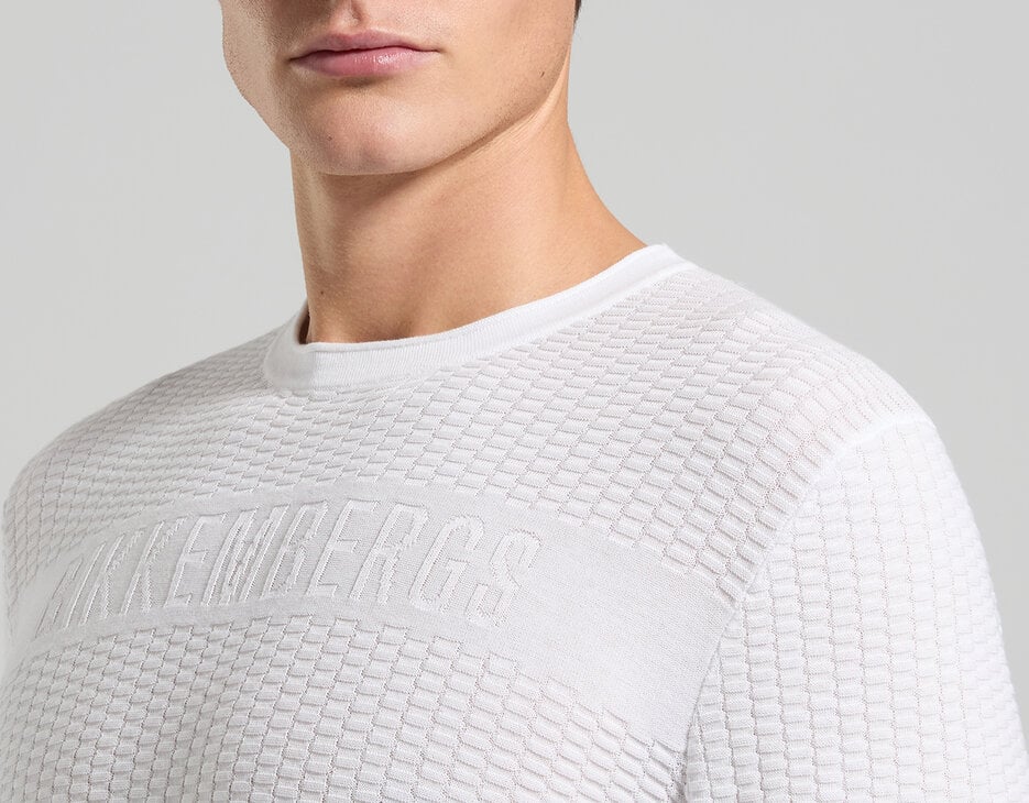 Slim fit men's textured knit pullover, WHITE Slim fit men's textured knit pullover, WHITE, hi-res-1