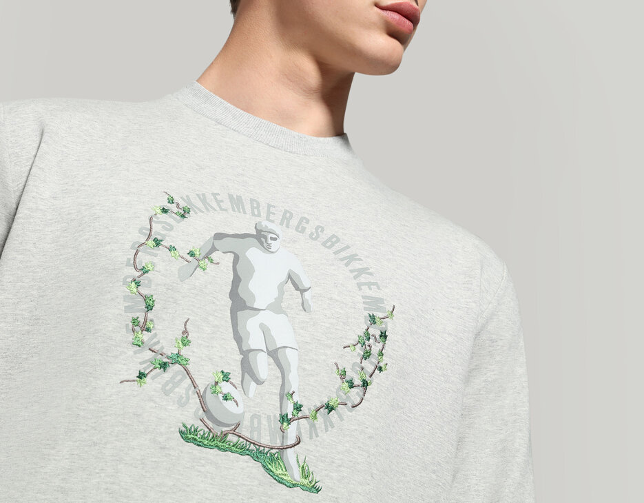 Men's sweatshirt with neo-sport print, MELANGE LIGHT GREY Men's sweatshirt with neo-sport print, MELANGE LIGHT GREY, hi-res-1