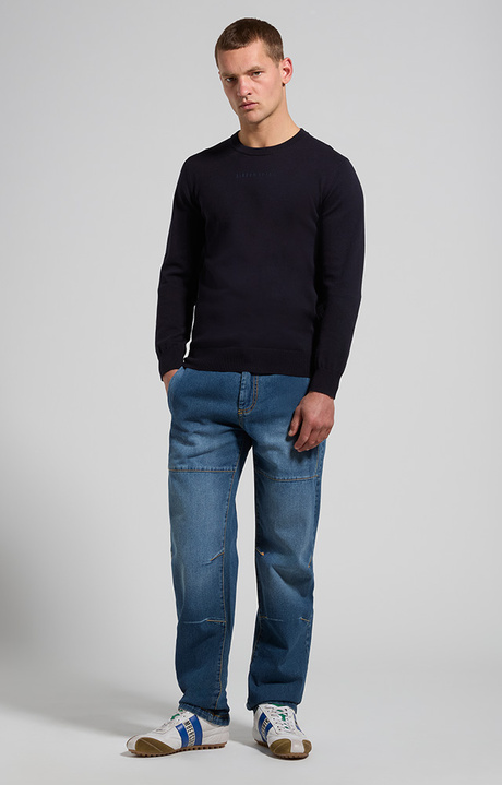 Men's minimal logo sweater, BLACK IRIS, hi-res-1