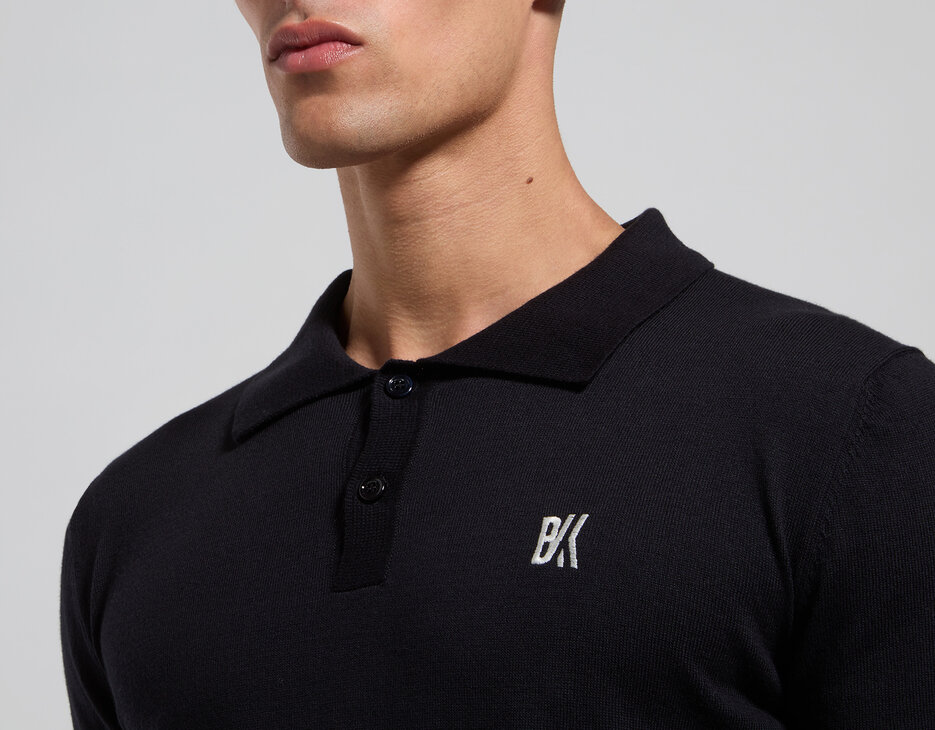 Men's knit polo shirt, BLACK Men's knit polo shirt, BLACK, hi-res-1