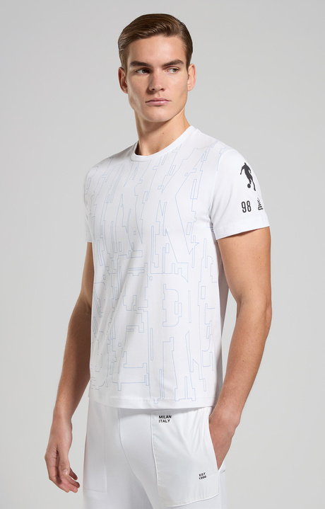 Men's optical print T-shirt, WHITE, hi-res-1