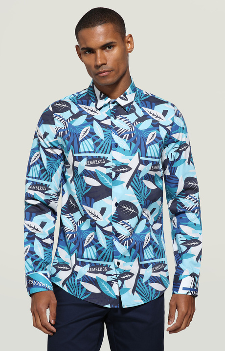 Men's shirt - tropical print, TROPICAL BLUE, hi-res-1