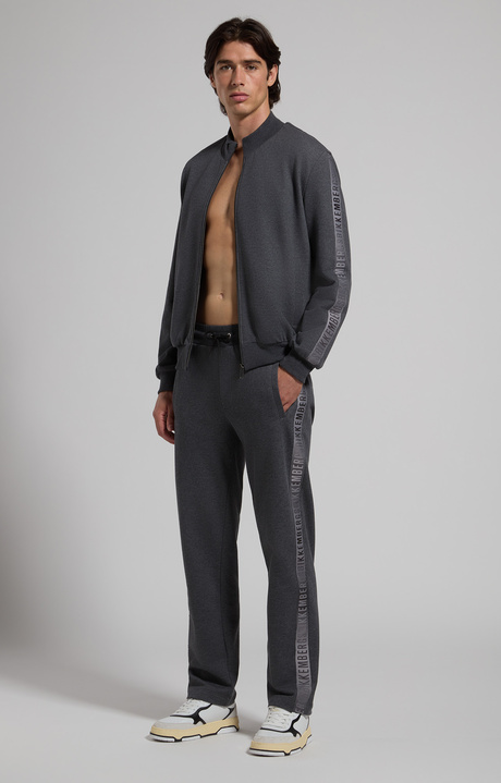 Men's open-hem sweatpants, DARK GREY MELANGE, hi-res-1