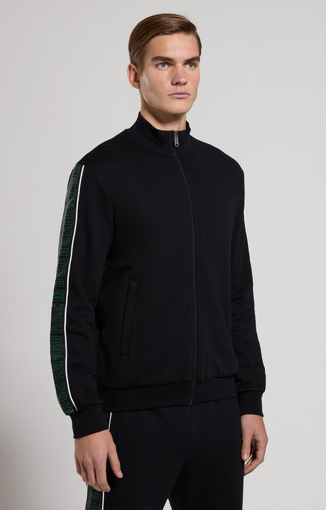 Felpa uomo bande logate, BLACK, hi-res-1