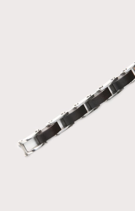 Men's bracelet in ebony and steel, WHITE/ROSE Men's bracelet in ebony and steel, WHITE/ROSE, hi-res-1