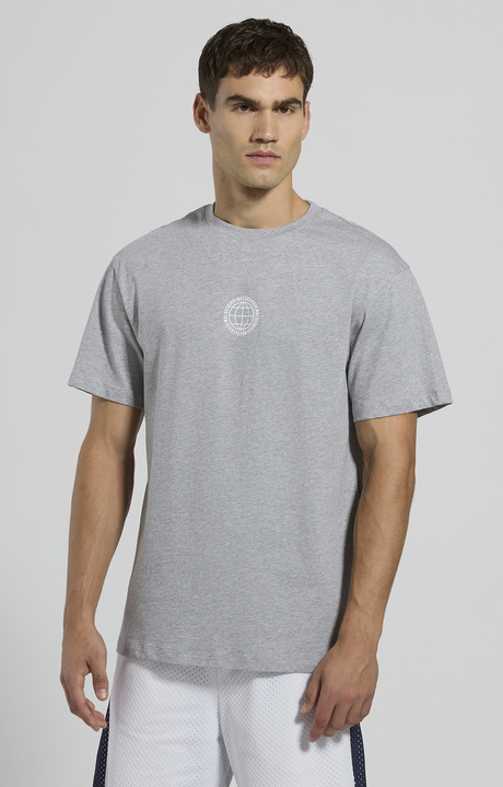 Men's back-print T-shirt, GREY MELANGE MID/LIGH, hi-res-1
