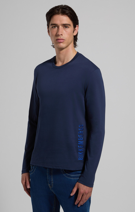 Embroidered long-sleeve T-shirt for men, BLACK IRIS, hi-res-1