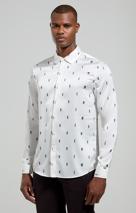 Slim fit men’s satin shirt, WHITE, hi-res-1