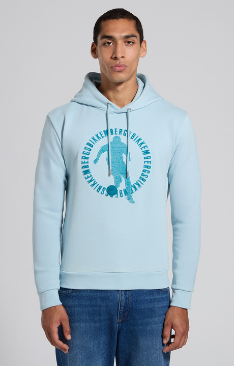 Men's light blue hoodie with embroidered logo, STERLING BLUE, hi-res-1