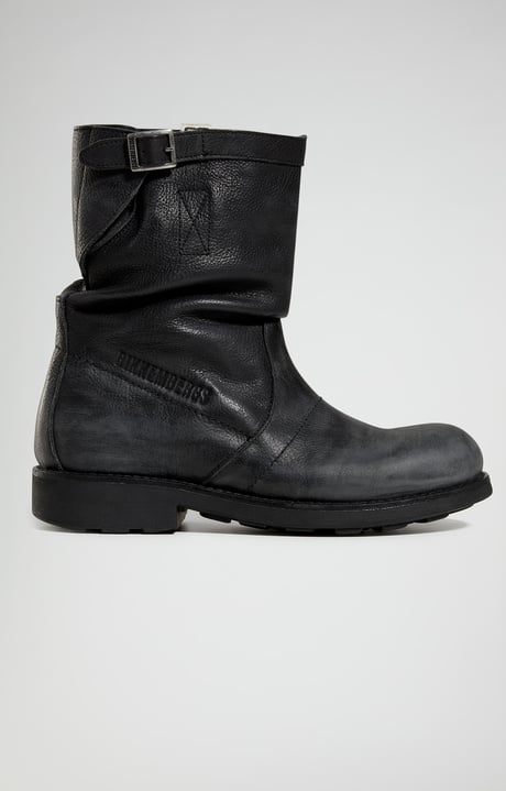 Vintage men's leather boots, BLACK Vintage men's leather boots, BLACK, hi-res-1