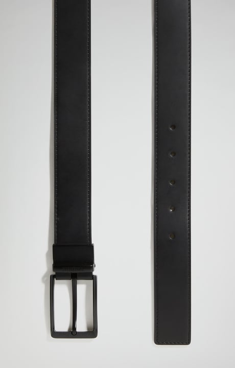 Men's smooth leather belt, BLACK Men's smooth leather belt, BLACK, hi-res-1