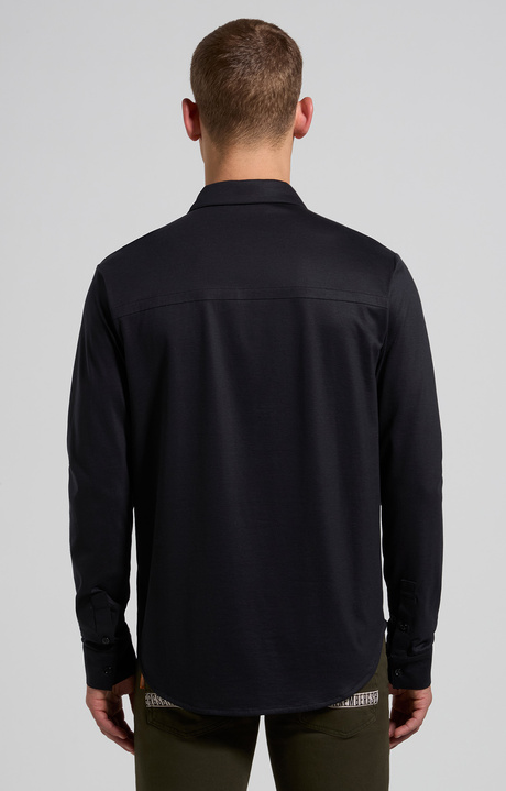 Camicia uomo cotone mercerizzato bianco con patch, BLACK, hi-res-1