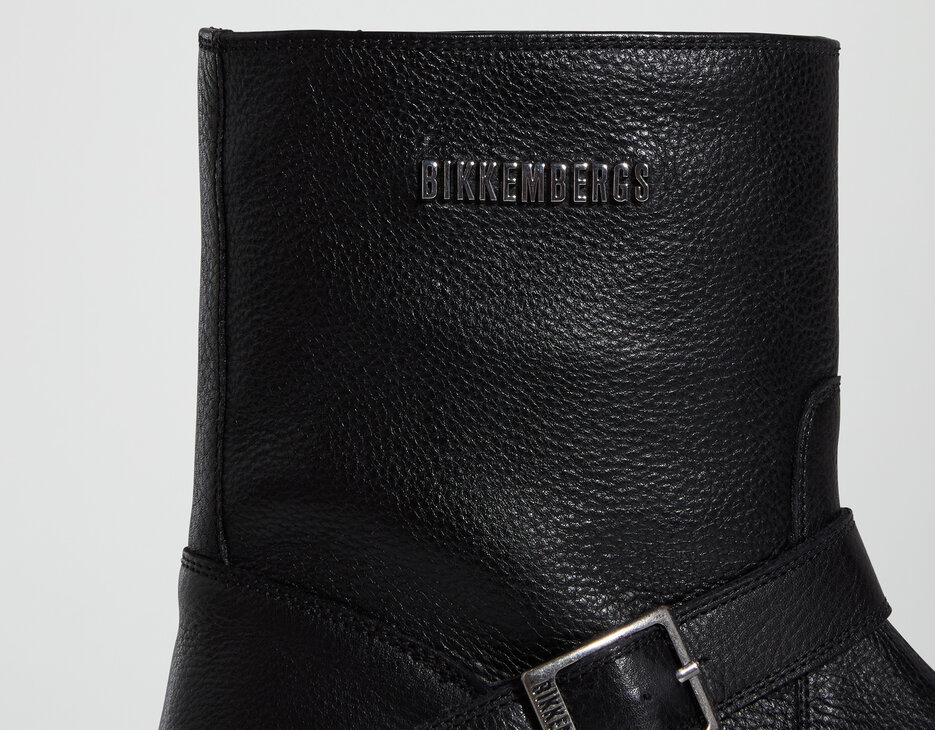 Women's Dress W pebbled leather ankle boots, BLACK, hi-res-1