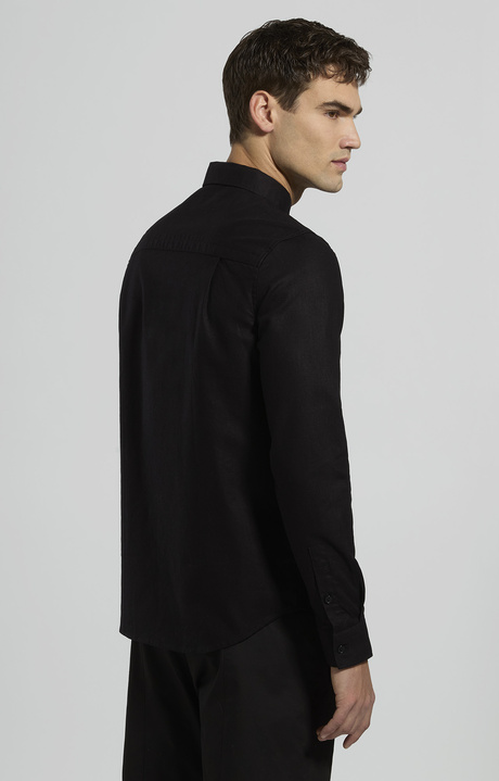 Camicia da uomo misto lino, BLACK, hi-res-1