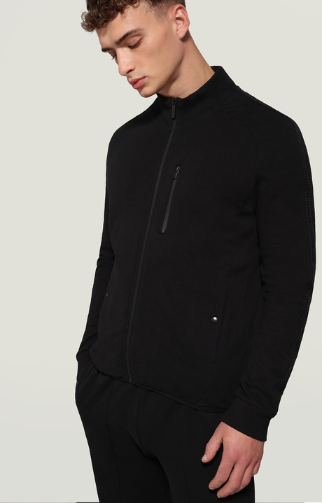 Felpa uomo con zip, BLACK, hi-res-1