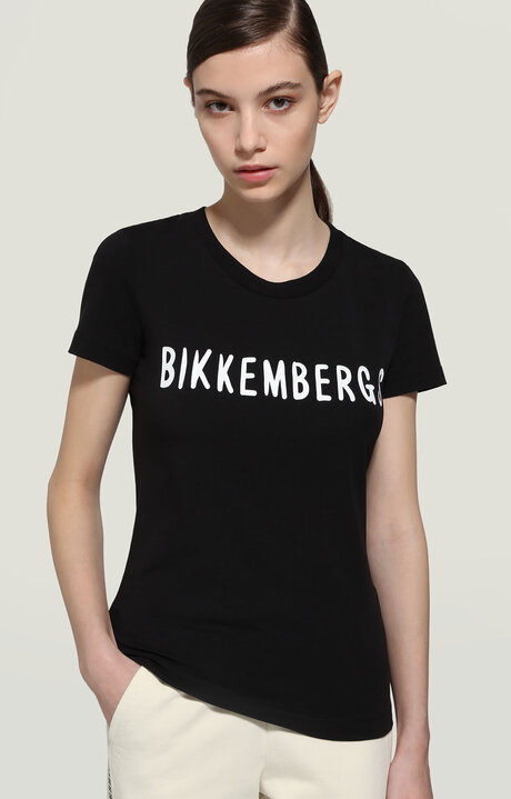 bikkembergs Black Women's T-shirt with contrast logo